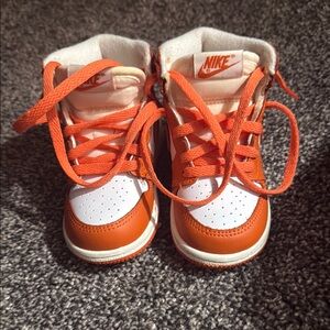 Jordan Kids Orange and White High-Top Sneakers